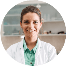 Portrait of a young female doctor smiling warmly.