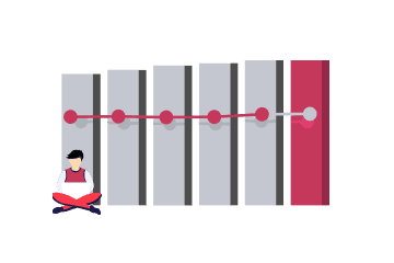 Abstract illustration of bars in a graph showing steady growth progression