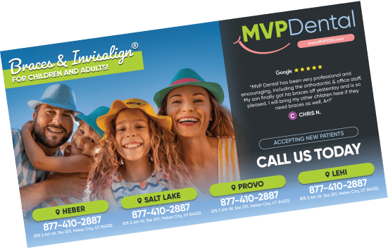 Marketing card design showing promotional offers and contact information