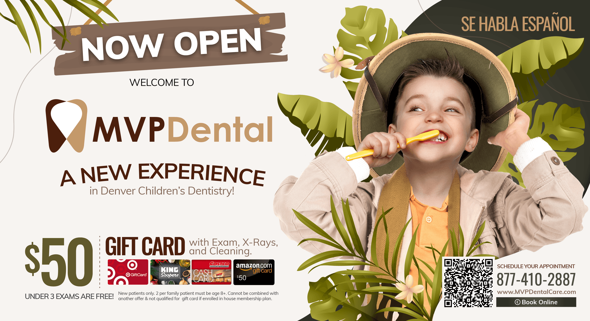 This vibrant postcard for MVP Dental showcases a joyful older couple embracing and laughing, with the woman's arm warmly around the man's neck. They both wear cozy, casual attire, and their genuine smiles highlight the message of transformative dental care. The backdrop blends a vivid image of a dental office interior with a seamless transition into a deep purple space that features the MVP Dental logo and a promotional message. Text on the postcard reads Transform Your Smile With Expert Dental Care and includes contact details for scheduling appointments, emphasizing the clinic’s location in Heber, Utah, and inviting new patients to connect.