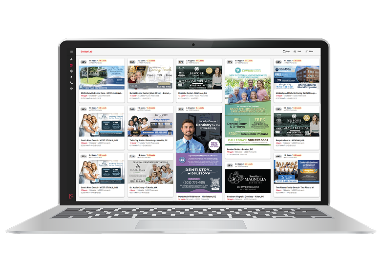 Marketing campaigns showing postcards performance metrics