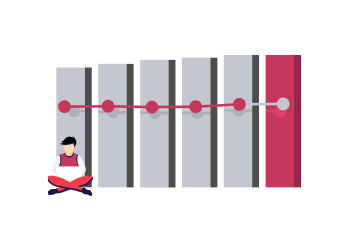Abstract illustration of bars in a graph showing steady growth progression
