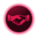 Red circle with a phone and information symbol indicating support contact options